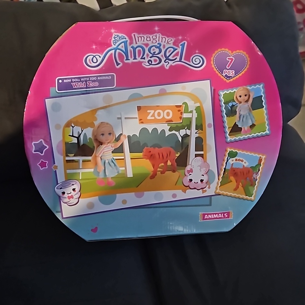Imagine Angel 7 Piece Mini Doll Zoo Animals Tiger Hippo Lion Bear Elephant Rhino - Picture 2 of 12